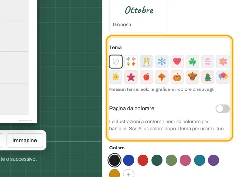 Il selettore dei temi con temi stagionali come Halloween, Natale e primavera.