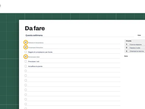 Caselle spuntate accanto alle attività completate nella lista di cose da fare.