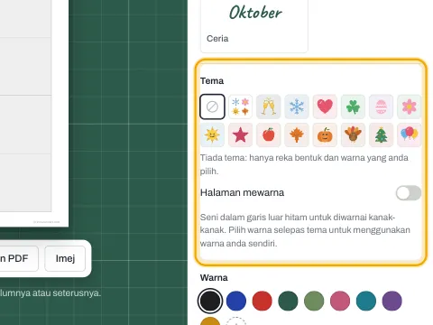 Pemilih tema dengan tema bermusim seperti Halloween, Krismas dan musim bunga.